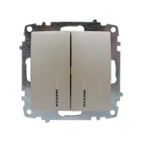 Вимикач ELBI ZENA Silverline перлина 2кл з підсвіткою без рамки (609-012500-203)