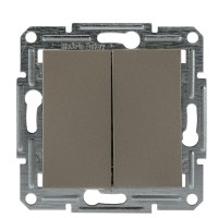 Переключатель 2-клавишный без рамки бронза Asfora, EPH0600169