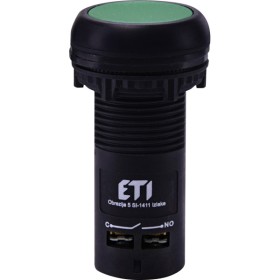 Моноблочна втоплена кнопка ETI 004771471 ECF-11-G (1NO+1NC зелена)