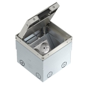 Розетковий люк OBO Bettermann (7368324) UDHOME2 2x розетки 250В 16A для покриття 15мм, (h.=110...135мм) 140х140х110мм