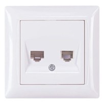 Розетка компьютерная+телефонная TNSy Latina IP20 белая (TNSy5000166)