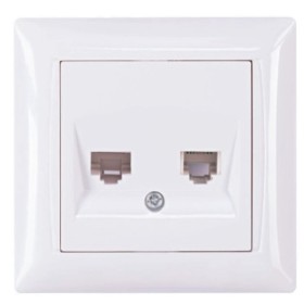 Розетка компьютерная+телефонная TNSy Latina IP20 белая (TNSy5000166)