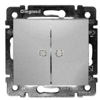 Механизм 2-кл. выключателя Valena с подсветкой алюминий