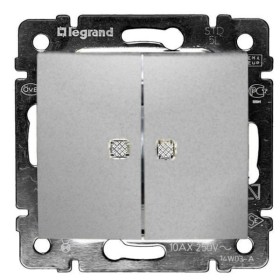 Механизм 2-кл. выключателя Valena с подсветкой алюминий