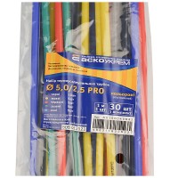 Набор разноцветных термоусадочных трубок Аско-Укрем PRO Ø 5/2,5 (упаковка 30 шт.)