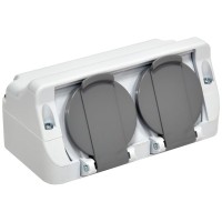 Накладна розетка двомісна з кришкою ETI PRE-2 IP44 (4481020)
