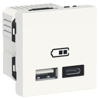 Подвійна USB розетка Schneider Electric NU301818 тип А+тип С (біла)