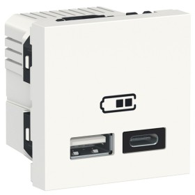Двойная USB розетка Schneider Electric NU301818 тип А+тип С (белая)