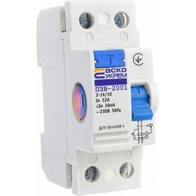 Пристрій захисного відключення Аско-Укрем ПЗВ-2001 1Р+N 16А 10мА (A0020010001)