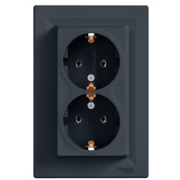 Двойная розетка Schneider Electric Asfora EPH9900171 с заземлением (антрацит)