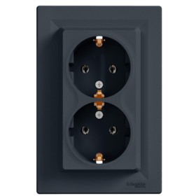 Двойная розетка Schneider Electric Asfora EPH9900171 с заземлением (антрацит)
