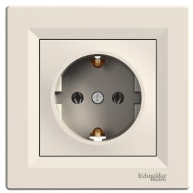 Розетка одинарная кремовая Asfora, EPH2900123