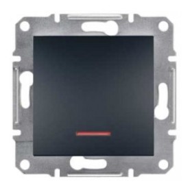 Выключатель кнопочный с подсветкой без рамки антрацит Asfora, EPH1600171
