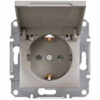 Розетка одинарная с крышкой без рамки бронза Asfora, EPH3100169