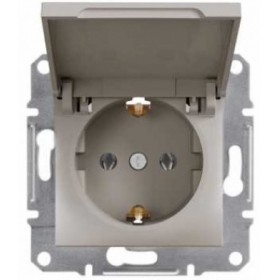 Розетка одинарная с крышкой без рамки бронза Asfora, EPH3100169