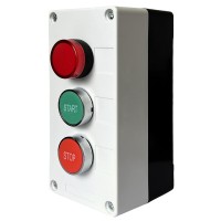 Тримісний пост керування Promfactor FP4-BOX3W34 з металевими кнопками «START/STOP» та індикатором 230В