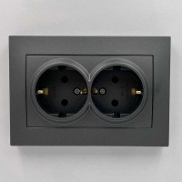 Розетка EL-BI VEGA антрацит матовый 2-я с заземлением ( 510-016730-907 )