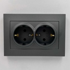 Розетка EL-BI VEGA антрацит матовый 2-я с заземлением ( 510-016730-907 )