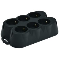 Блок розеток 6-місний ETI ERS-6B 6x2Р+РЕ каучук IP20 чорний (4481011)