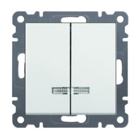 Выключатель 2-клавишный с подсветкой, WL0240 Lumina-2, белый, Hager