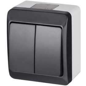 Двоклавішний вимикач Elektro Plast 0332-7 Hermes IP44 антрацит