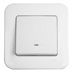 Вимикач 1-клавішний білий VIKO Rollina