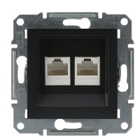 Розетка компьютерная 5eUTP двойная без рамки антрацит Asfora, EPH4400171