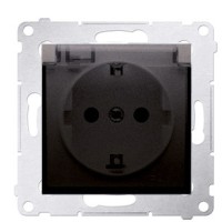 Електрична розетка Kontakt Simon Simon 54 Premium DGSZ1BZ.01/46A IP44 із заземленням шторками та прозорою кришкою (бронза)