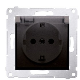 Електрична розетка Kontakt Simon Simon 54 Premium DGSZ1BZ.01/46A IP44 із заземленням шторками та прозорою кришкою (бронза)