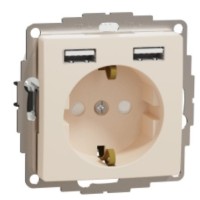 Розетка Schneider Electric Sedna Design & Elements з заземленням та 2 USB тип А бежева SDD112052