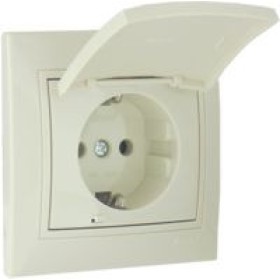 Розетка із з/к, з кришкою, кремова, Mira, Lezard