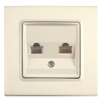 Розетка комп'ютерна+телефонна кремова VIKO Linnera