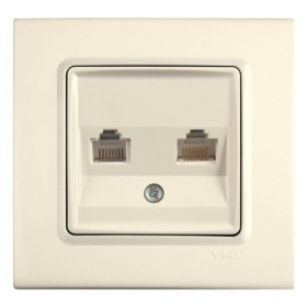 Розетка комп'ютерна+телефонна кремова VIKO Linnera