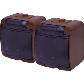 Розетка двухместная Eti Hermetics RHE-2sd-KR с з/к IP54 коричнневая/прозрачная крышка (4668053)