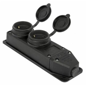 Каучуковая двойная колодка E.Next e.socket.rubber.029.2.16 16А с заземлением и защитной крышкой (s9100026)