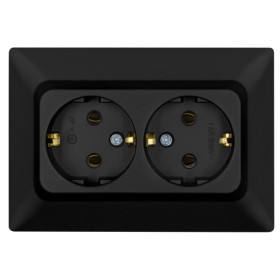 Подвійна розетка NE-AD ARAS 93-124-85 з з/к чорна