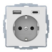 Розетка із з/к 16А/250В + 2хUSB A-С /3A Berker Q.x (полярна білизна)