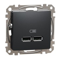 USB розетка Schneider Electric Sedna Design & Elements A+A 2,1A чорна SDD114401