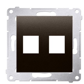 Пряма інформаційна розетка Kontakt Simon Simon 54 Premium DKP2.01/46 під 2xRJ45 Keystone із супортом (бронза)