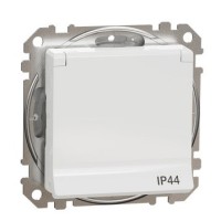 Розетка Schneider Electric Sedna Design & Elements з заземленням шторками та кришкою IP44 біла SDD211024