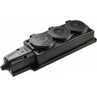 Каучуковая колодка Аско-Укрем 2Р+PE 16А 3-х местная с крышкой (A0250010009)