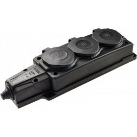 Каучуковая колодка Аско-Укрем 2Р+PE 16А 3-х местная с крышкой (A0250010009)