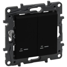 Двухклавишный выключатель Legrand Niloe Step 10А зажимной механизм черный (863505)