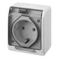 Накладна розетка з кришкою димчаста Elektro-Plast Hermes IP44, 0324-01