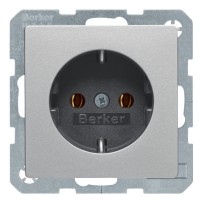 Розетка с з/к алюминий Berker Q.х