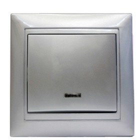 Одинарний вимикач Elcor Emily 9215 (211545) з підсвічуванням (сірий металік)