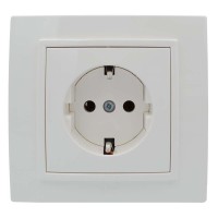 Розетка ELBI ZENA белая 1-я с заземлением с рамкой ( 500-010200-217 )