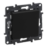 Вимикач кнопковий одноклавішний Legrand Niloe Step 6А затискний механізм чорний (863509)