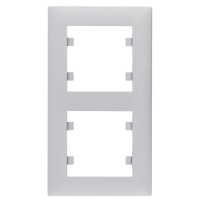 Вертикальна двомісна рамка Hager WL5622 Lumina-Intense 2X (срібляста)