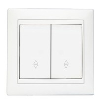 Двокнопковий прохідний вимикач Elcor Emily 9215 (211591) (білий)